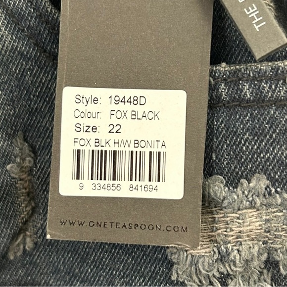 ONE Teaspoon Fox Black High Waist Bonita Distressed Denim Shorts Size 22 New - Picture 11 of 11